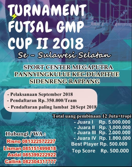 Turnamen Futsal GMP Cup 2 Sidrap Digelar September 2018