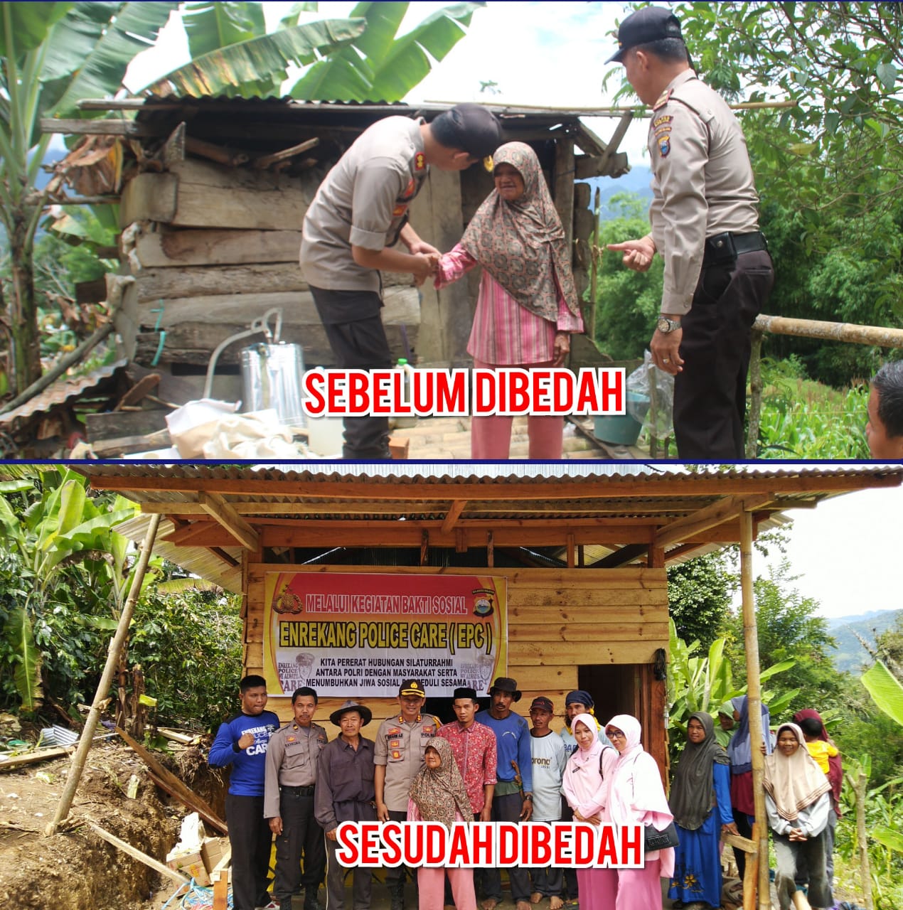 Program Police Care Enrekang, Dari Bedah Rumah hingga Berbagi Kasih untuk Kaum Dhuafa