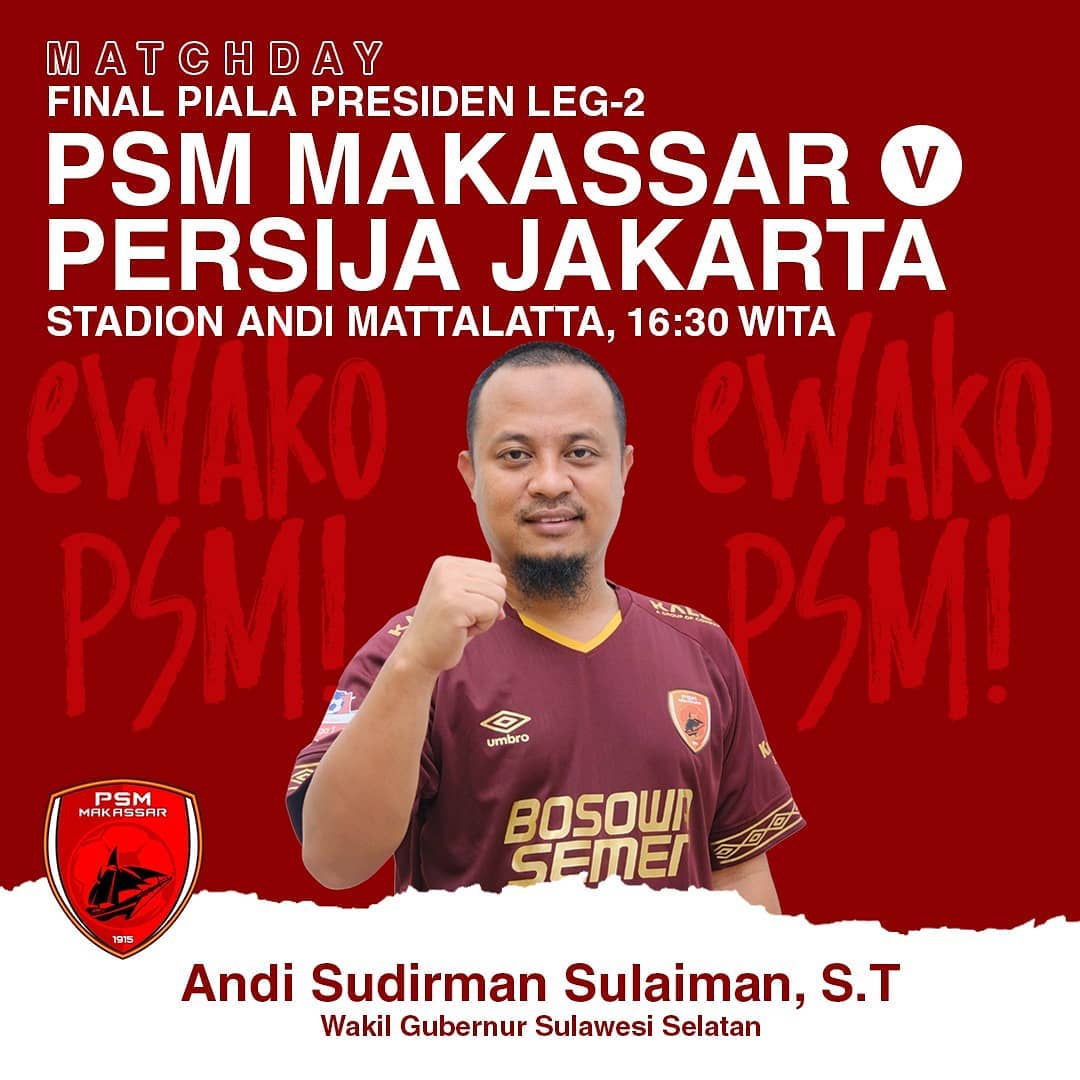 Meski Di Luar Makassar, Wagub Andi Sudriman Tetap Antusias Melihat Langsung Laga PSM