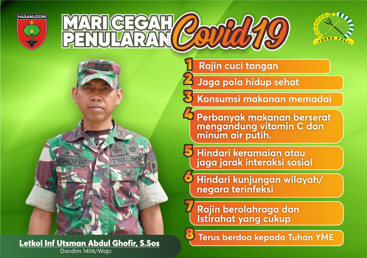 Cegah Penyebaran Covid-19, Kodim Wajo Gencar Sosialisasi