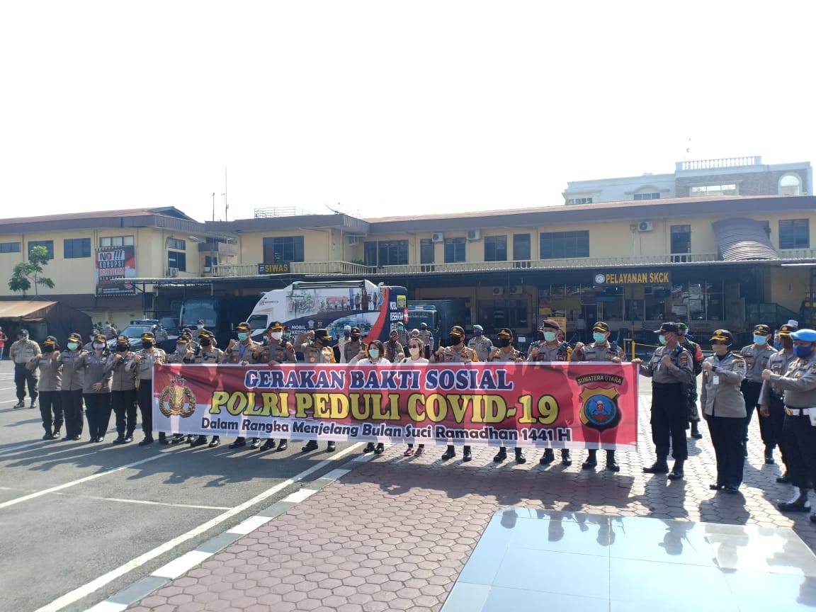 Ekomomi Warga Teratasi, Polrestabes Medan Bagikan 18 Ton Beras  Terdampak Pandemik Covid-19