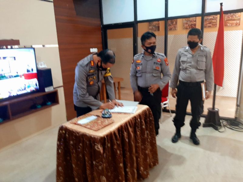 Penerimaan Polri, Kapolres Pangkep MoU Pakta Integritas Secara Virtual