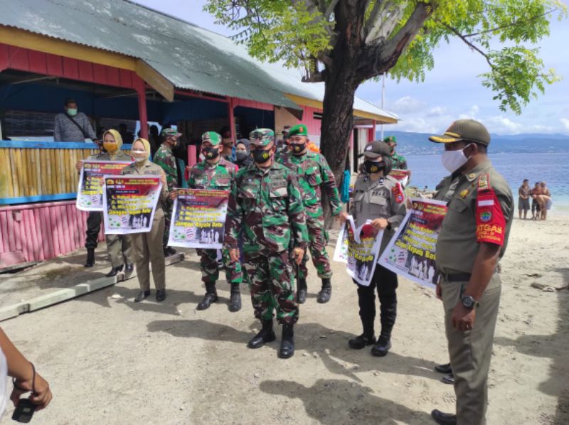 Di Pimpin Dandim 1308 LB, TNI-POLRI Bersinergi Pemkab Banggai Giat Pencegahan Penyebaran Covid-19