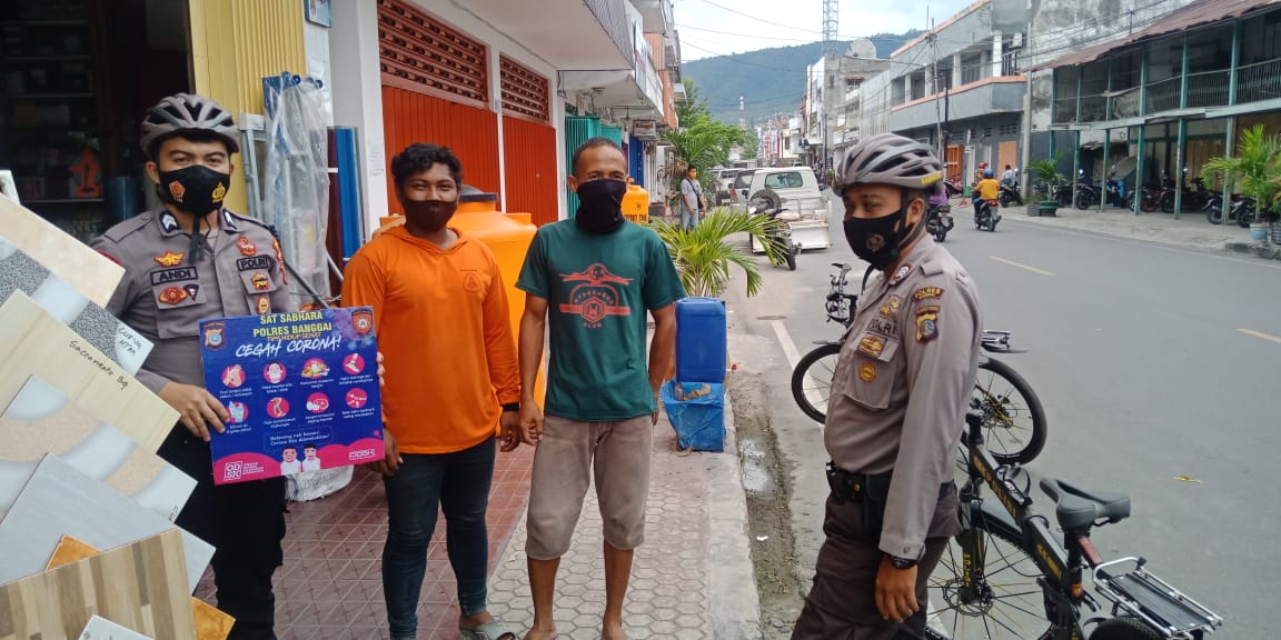 Di Pimpin Kasat Sabhara, Polres Banggai Gencar Edukasi Prokes Pencegahan Covid-19