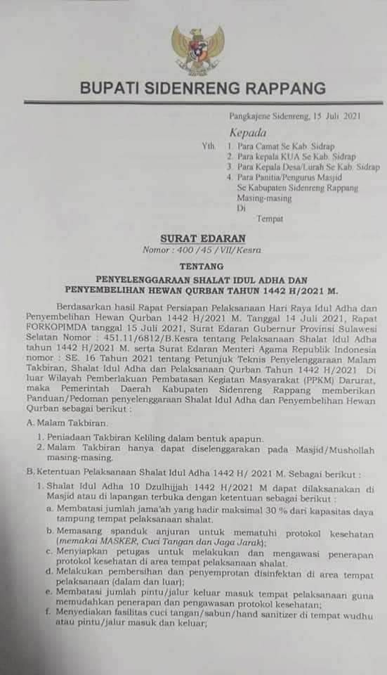 Alasan Ini, Pelaksanaan Salat Idul Adha Terbuka dan Berjemaah di Masjid Ditiadakan