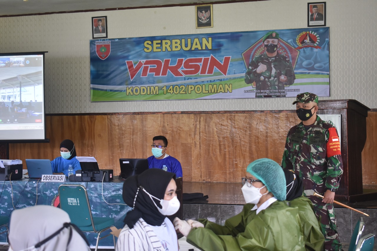 Sasar Masyarakat Umum, Kodim Polman Gelar Serbuan Vaksin