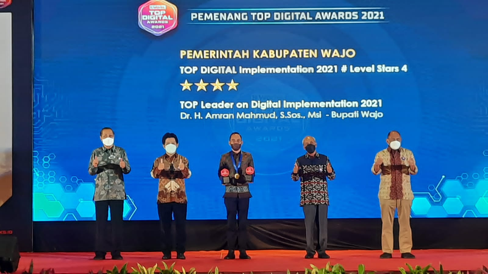 Pemkab Wajo Raih Dua Penghargaan pada TOP Digital Awards 2021