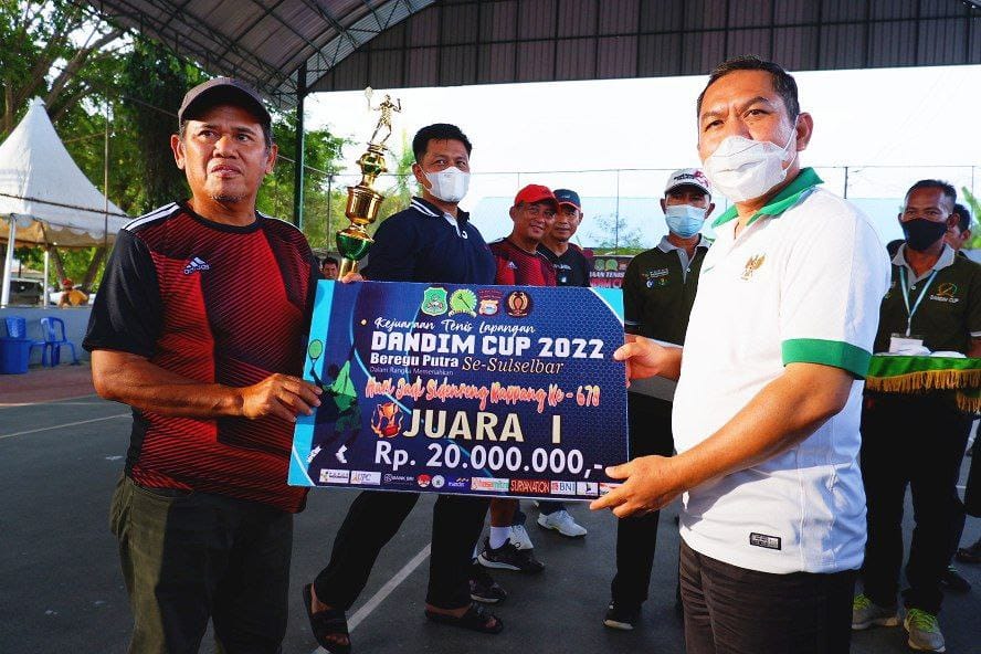 Wakil Bupati Sidrap Resmi Tutup Kejuaraan Tenis Lapangan Dandim Cup I Tahun 2022