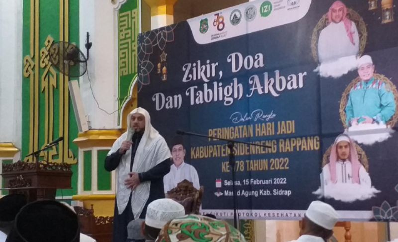 Gugah Masyarakat Sidrap Jadi Ahlul Quran, Begini Ceramah Syekh Hussein Jaber Sambut Harlah Kabupaten Sidrap