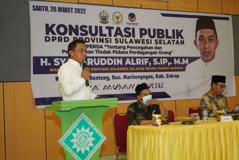 Temui Konstituennya, Wakil Ketua DPRD Sulsel H.Syaharuddin Konsultasi Publik Ranperda TPPO di Sidrap