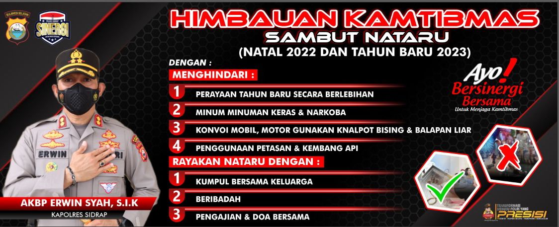 Kapolres Sidrap Keluarkan 7 Himbaun Kamtibmas Jelang Natal dan Tahun Baru 2023