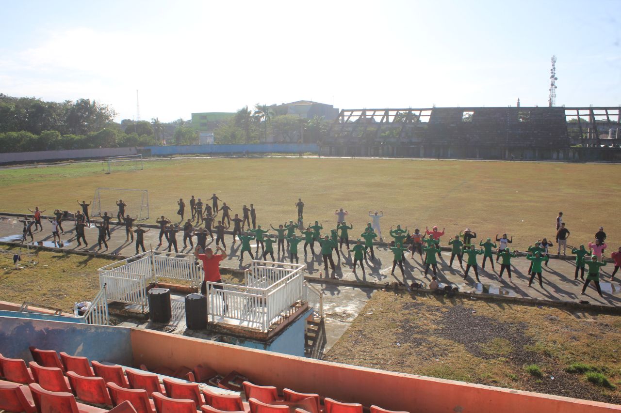 Kodim 1420/Sidrap Gelar Olahraga Bersama (Senam SKJ 88) di Stadion Ganggawa Sidrap