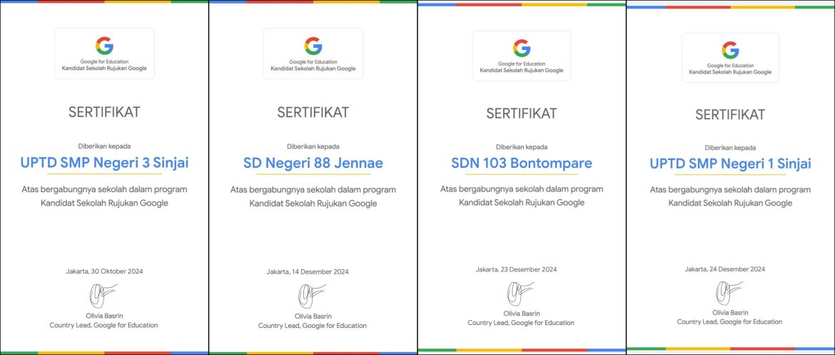 Sinjai Torehkan Sejarah, Empat Sekolah Jadi Kandidat Sekolah Rujukan Google Pertama di Sulsel