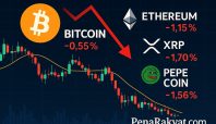 Gambar ilustrasi bitcoin, eth, xrp, dan pepe coin