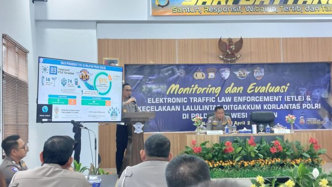 Suasana monitoring dan evaluasi ETLE oleh Ditgakkum Korlantas Polri di Polda Sulsel.